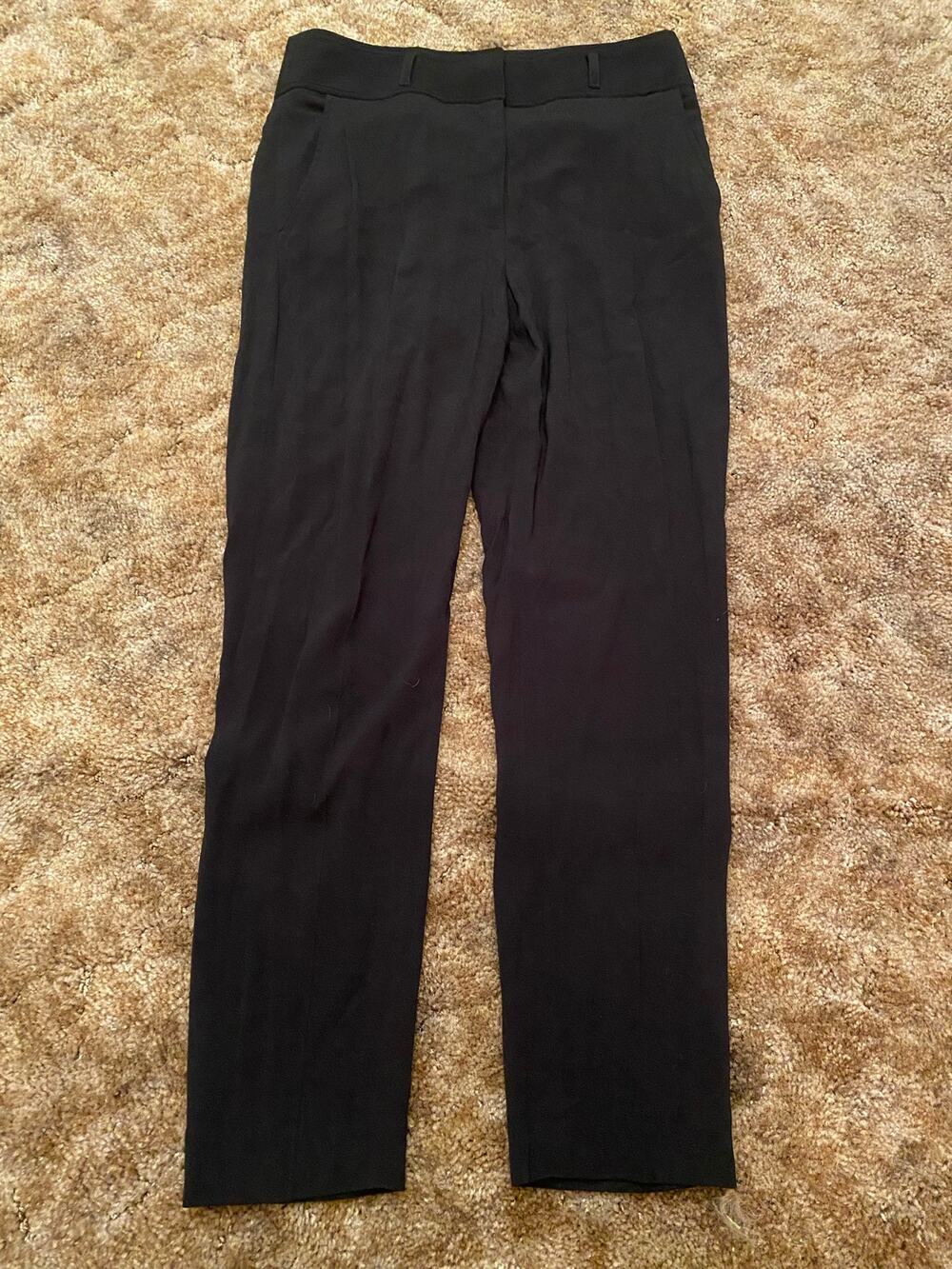 Veronica Beard Paula Viscose Black Straight Leg Trouser Pant Minimalist Career